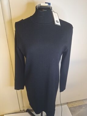 Cable & Gauge Black Mock Turtleneck Knit Dress Size  Med